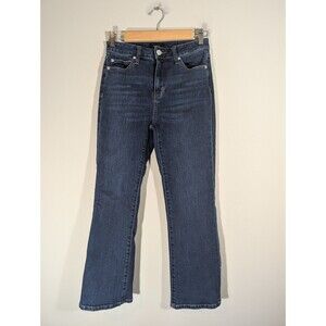 Quince Womens Dark Wash Stretch High Rise Kick Flare Jeans Sz 26 Capsule Casual